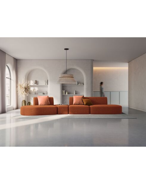 Canapé modulable Gauche Chiara 6 places terracotta - 412x124x74 cm