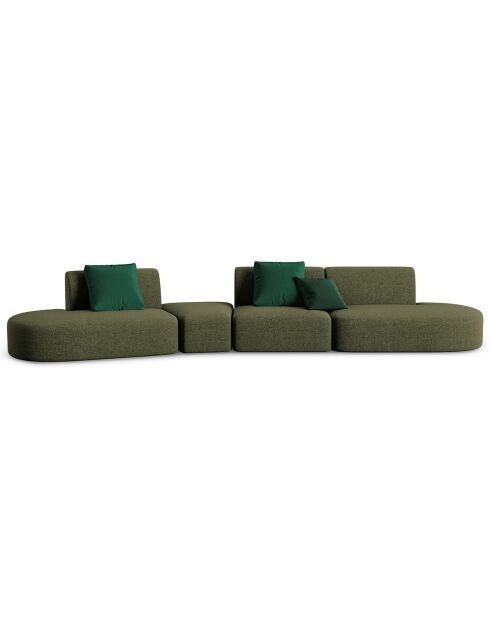 Canapé modulable Gauche Chiara 6 places vert - 412x124x74 cm