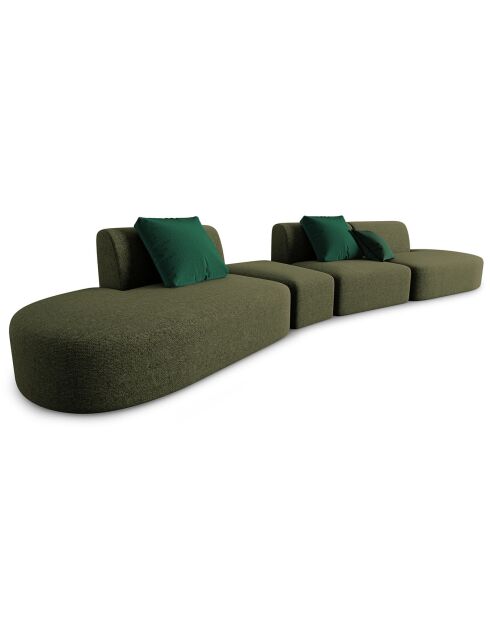Canapé modulable Gauche Chiara 6 places vert - 412x124x74 cm