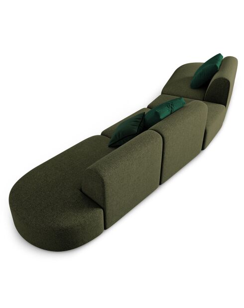 Canapé modulable Gauche Chiara 6 places vert - 412x124x74 cm