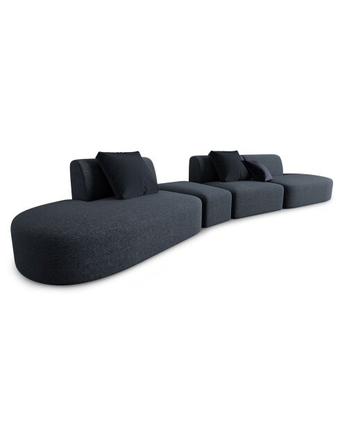 Canapé modulable Gauche Chiara 6 places bleu mélange - 412x124x74 cm