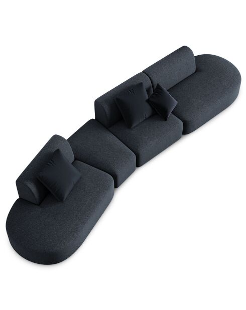 Canapé modulable Gauche Chiara 6 places bleu mélange - 412x124x74 cm