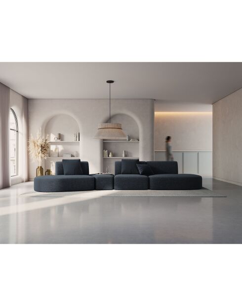 Canapé modulable Gauche Chiara 6 places bleu mélange - 412x124x74 cm