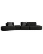 Canapé modulable Gauche Chiara 6 places noir - 412x124x74 cm