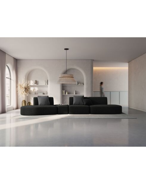 Canapé modulable Gauche Chiara 6 places noir - 412x124x74 cm