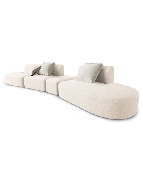 Canapé modulable Droit Chiara 6 places beige clair - 412x124x74 cm