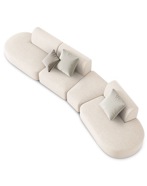 Canapé modulable Droit Chiara 6 places beige clair - 412x124x74 cm