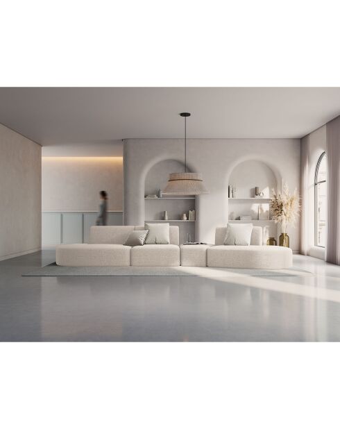 Canapé modulable Droit Chiara 6 places beige clair - 412x124x74 cm
