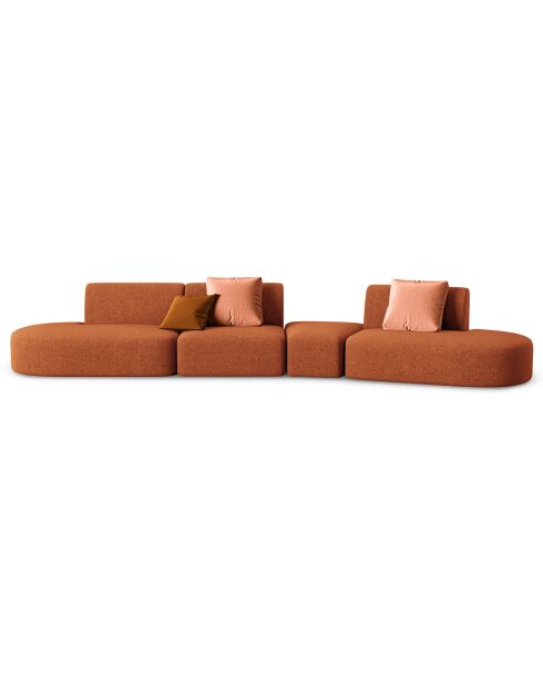 Canapé modulable Droit Chiara 6 places terracotta - 412x124x74 cm