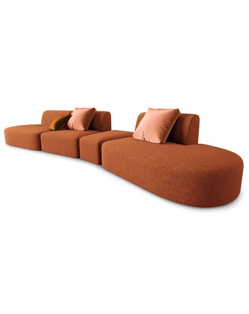 Canapé modulable Droit Chiara 6 places terracotta - 412x124x74 cm