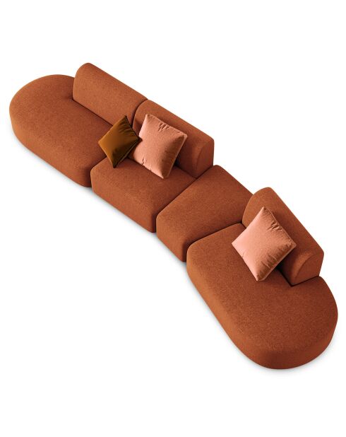 Canapé modulable Droit Chiara 6 places terracotta - 412x124x74 cm