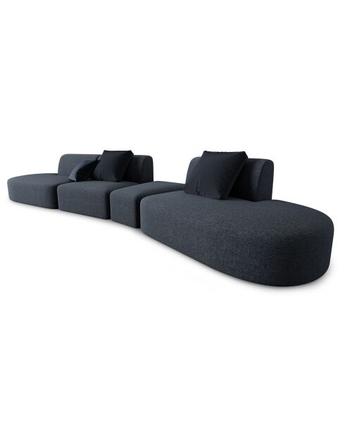 Canapé modulable Droit Chiara 6 places bleu mélange - 412x124x74 cm