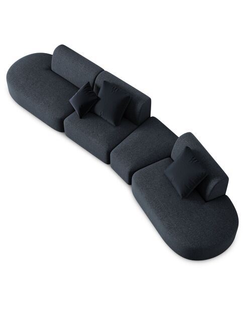 Canapé modulable Droit Chiara 6 places bleu mélange - 412x124x74 cm