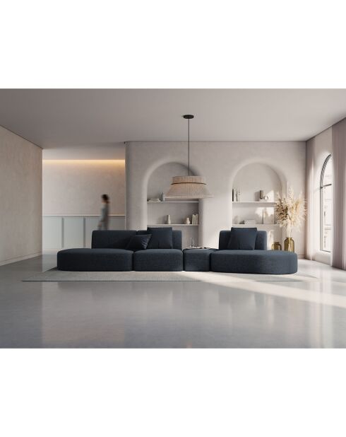 Canapé modulable Droit Chiara 6 places bleu mélange - 412x124x74 cm