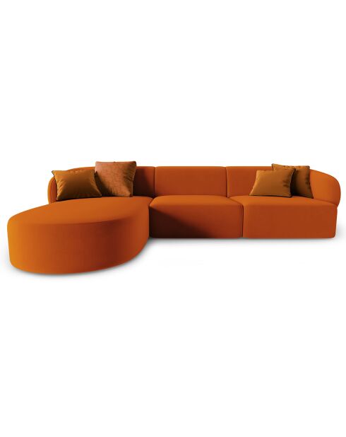 Canapé d'angle Gauche modulaire Velours Chiara 4 places terracotta - 259x155x74 cm