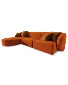 Canapé d'angle Gauche modulaire Velours Chiara 4 places terracotta - 259x155x74 cm