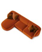 Canapé d'angle Gauche modulaire Velours Chiara 4 places terracotta - 259x155x74 cm