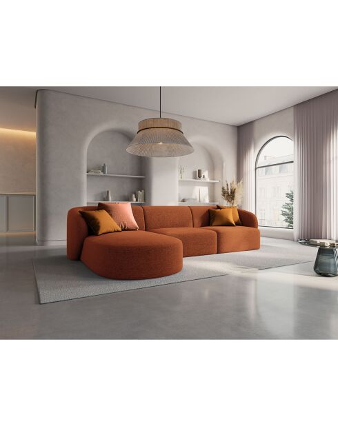 Canapé d'angle Gauche modulaire Chiara 4 places terracotta - 259x155x74 cm
