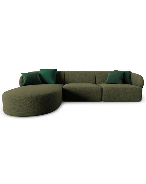 Canapé d'angle Gauche modulaire Chiara 4 places vert - 259x155x74 cm