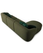 Canapé d'angle Gauche modulaire Chiara 4 places vert - 259x155x74 cm