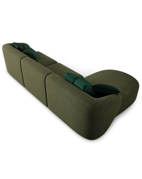 Canapé d'angle Gauche modulaire Chiara 4 places vert - 259x155x74 cm