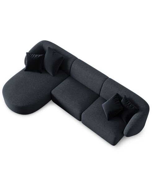 Canapé d'angle Gauche modulaire Chiara 4 places bleu mélange - 259x155x74 cm