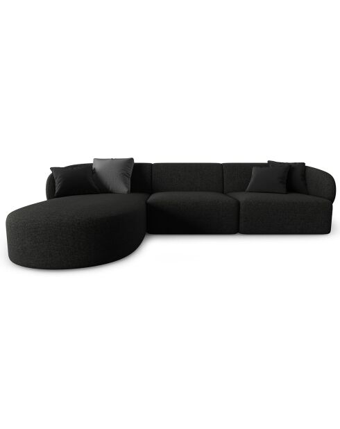 Canapé d'angle Gauche modulaire Chiara 4 places noir - 259x155x74 cm