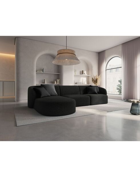 Canapé d'angle Gauche modulaire Chiara 4 places noir - 259x155x74 cm