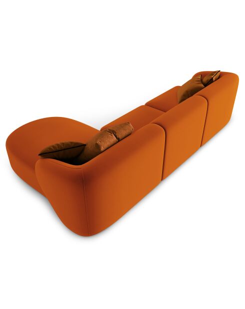 Canapé d'angle Droit modulaire Velours Chiara 4 places terracotta - 259x155x74 cm
