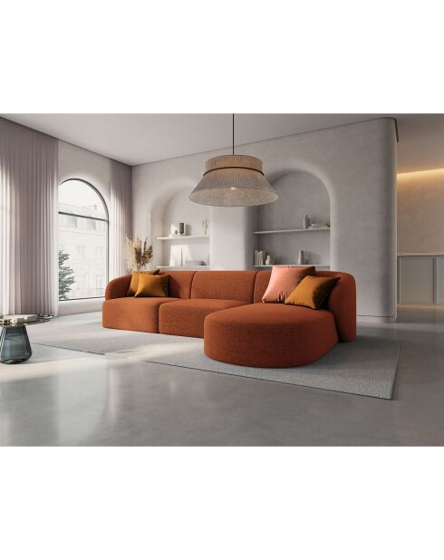 Canapé d'angle Droit modulaire Chiara 4 places terracotta - 259x155x74 cm