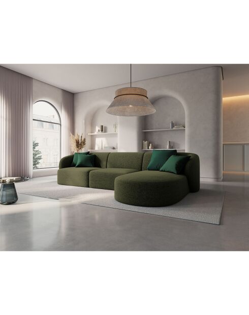 Canapé d'angle Droit modulaire Chiara 4 places vert - 259x155x74 cm
