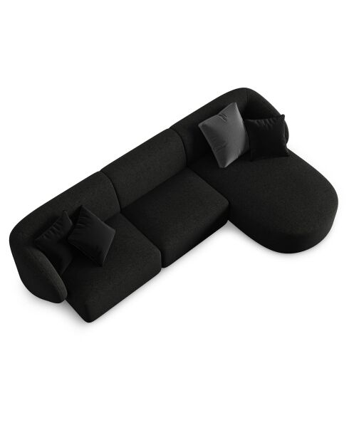Canapé d'angle Droit modulaire Chiara 4 places noir - 259x155x74 cm