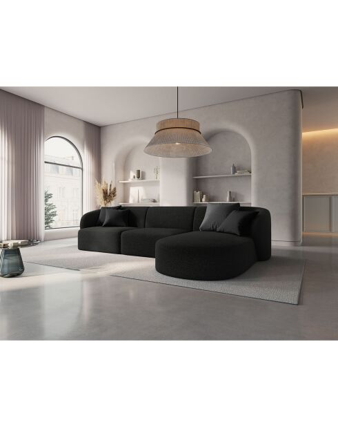 Canapé d'angle Droit modulaire Chiara 4 places noir - 259x155x74 cm