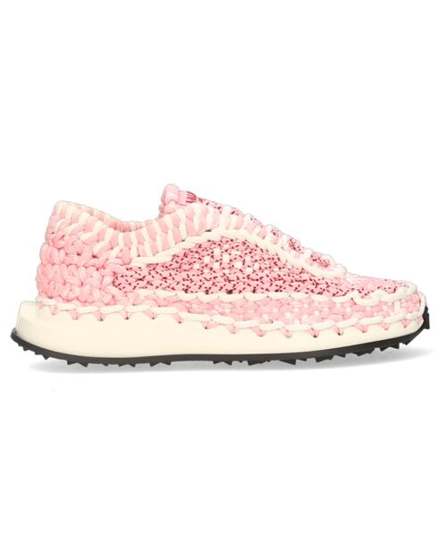 Sneakers macramé blanc/rose