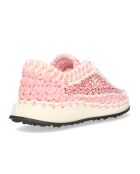 Sneakers macramé blanc/rose