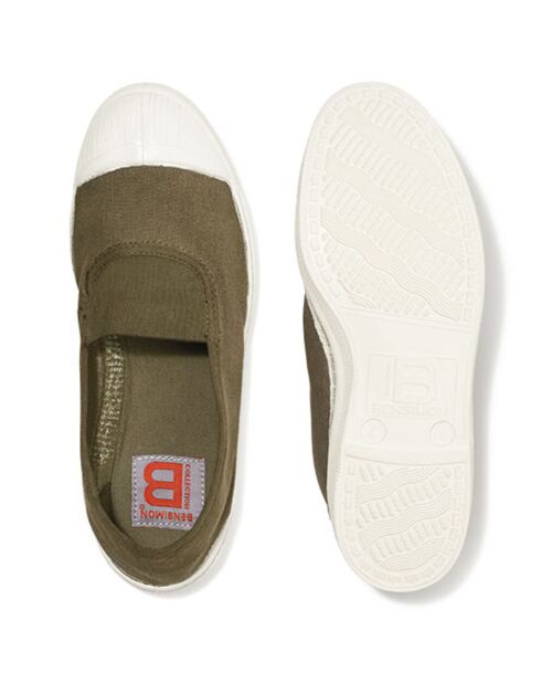 Elastische Tennisschuhe aus khakifarbener Öko-Tex® -zertifizierter Baumwolle