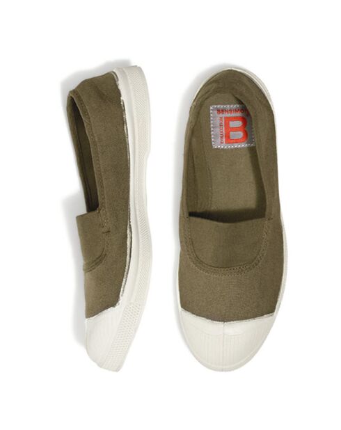 Elastische Tennisschuhe aus khakifarbener Öko-Tex® -zertifizierter Baumwolle