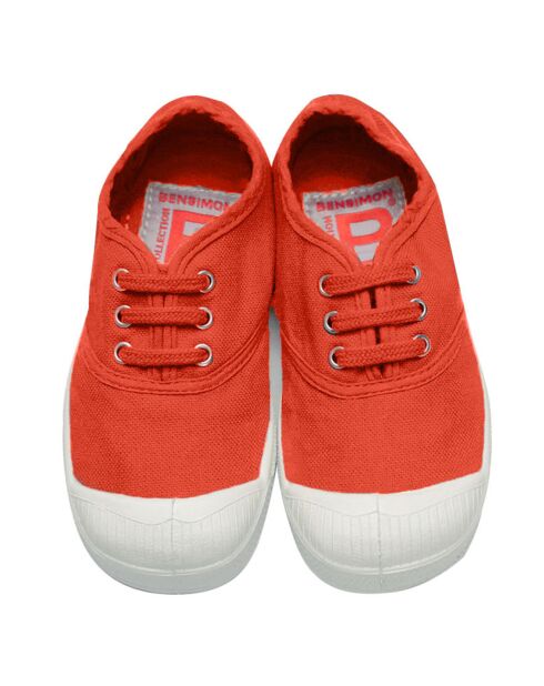 Rode Oeko-tex® gecertificeerde katoenen tennisschoenen met veters