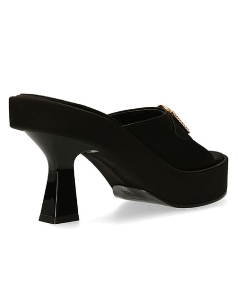 Mules en Satin Medusa Biggie noires - Talon 10 cm