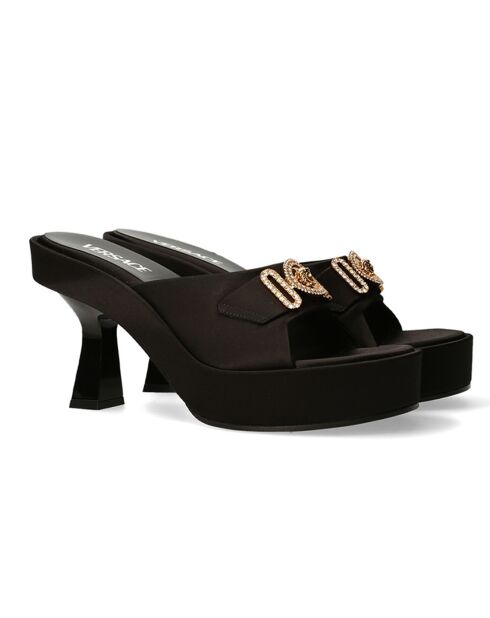 Mules en Satin Medusa Biggie noires - Talon 10 cm