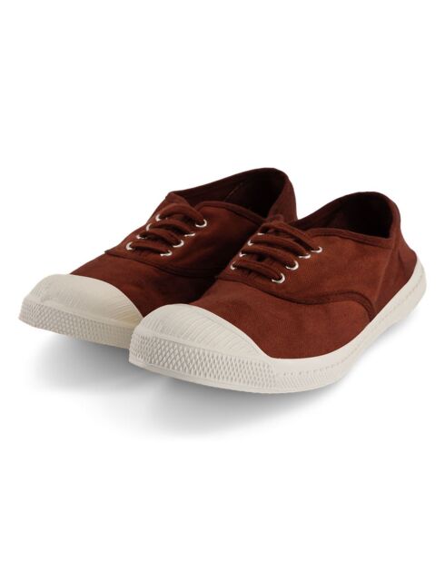 Scarpe da tennis stringate in cotone certificato Oeko-tex® in mogano