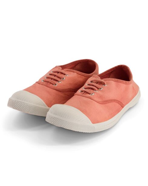 Rosafarbene Oeko-Tex® -zertifizierte Baumwoll-Tennisschuhe mit Schnürung