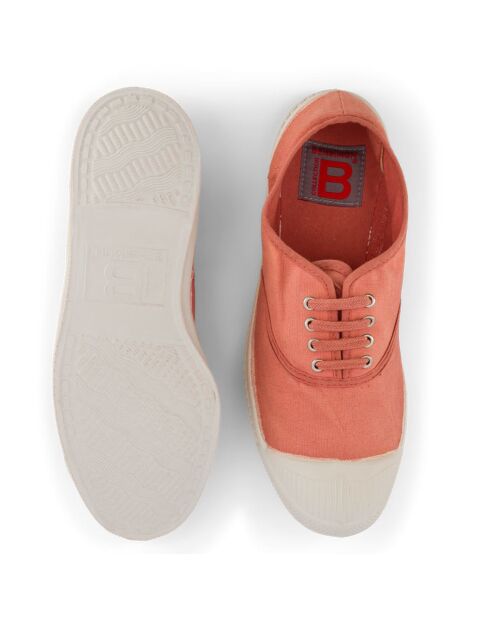 Rosafarbene Oeko-Tex® -zertifizierte Baumwoll-Tennisschuhe mit Schnürung