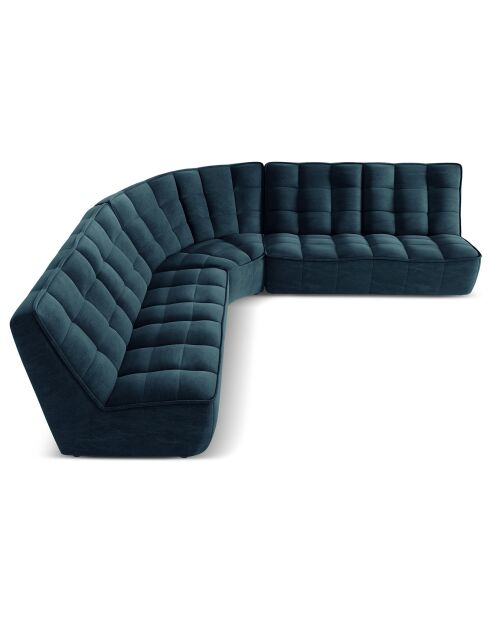 Canapé d'angle modulable Symétrique Moni 6 places bleu - 284x284x91 cm