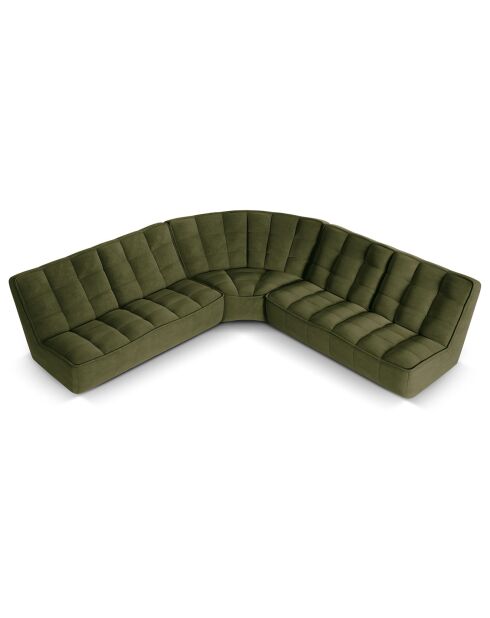 Canapé d'angle modulable Symétrique Moni 6 places vert - 284x284x91 cm
