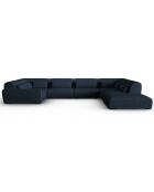 Canapé d'angle Droit panoramique modulable Lina 8 places bleu foncé - 434x319x78 cm