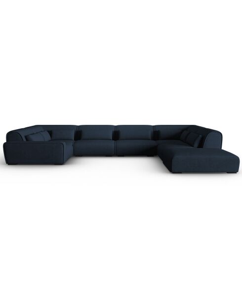 Canapé d'angle Droit panoramique modulable Lina 8 places bleu foncé - 434x319x78 cm