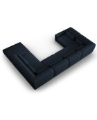 Canapé d'angle Droit panoramique modulable Lina 8 places bleu foncé - 434x319x78 cm