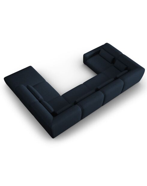 Canapé d'angle Droit panoramique modulable Lina 8 places bleu foncé - 434x319x78 cm
