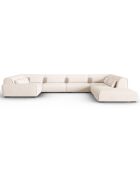Canapé d'angle Droit panoramique modulable Lina 8 places beige clair - 434x319x78 cm